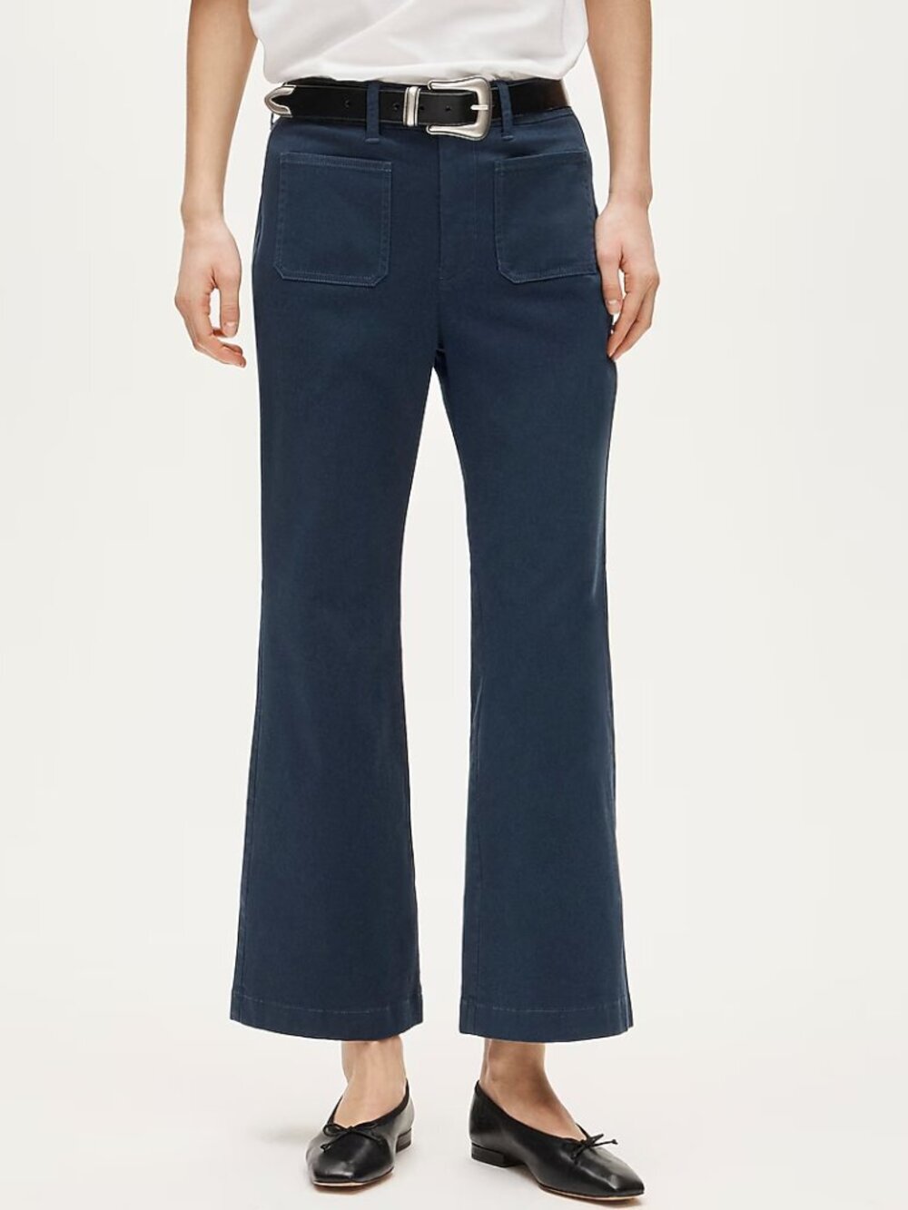 J. Crew Charley Kickout Cropped High Rise Pants Chino Navy Plus Size 34